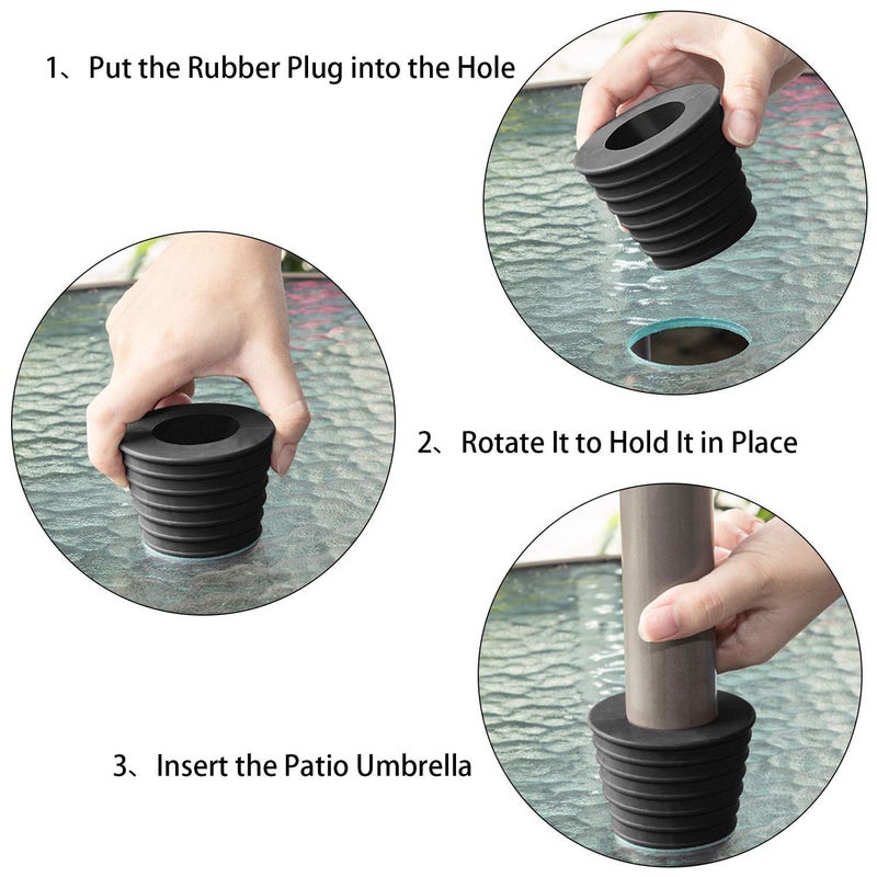 Pelopy 2 Pieces Umbrella Cone Wedge Patio Table Umbrella Hole Ring and Cap Set Fits up to 1.5 Inch in Diameter or Smaller Outdoor Patio Table Hole Pool Adapter(Black Black) - Image 3